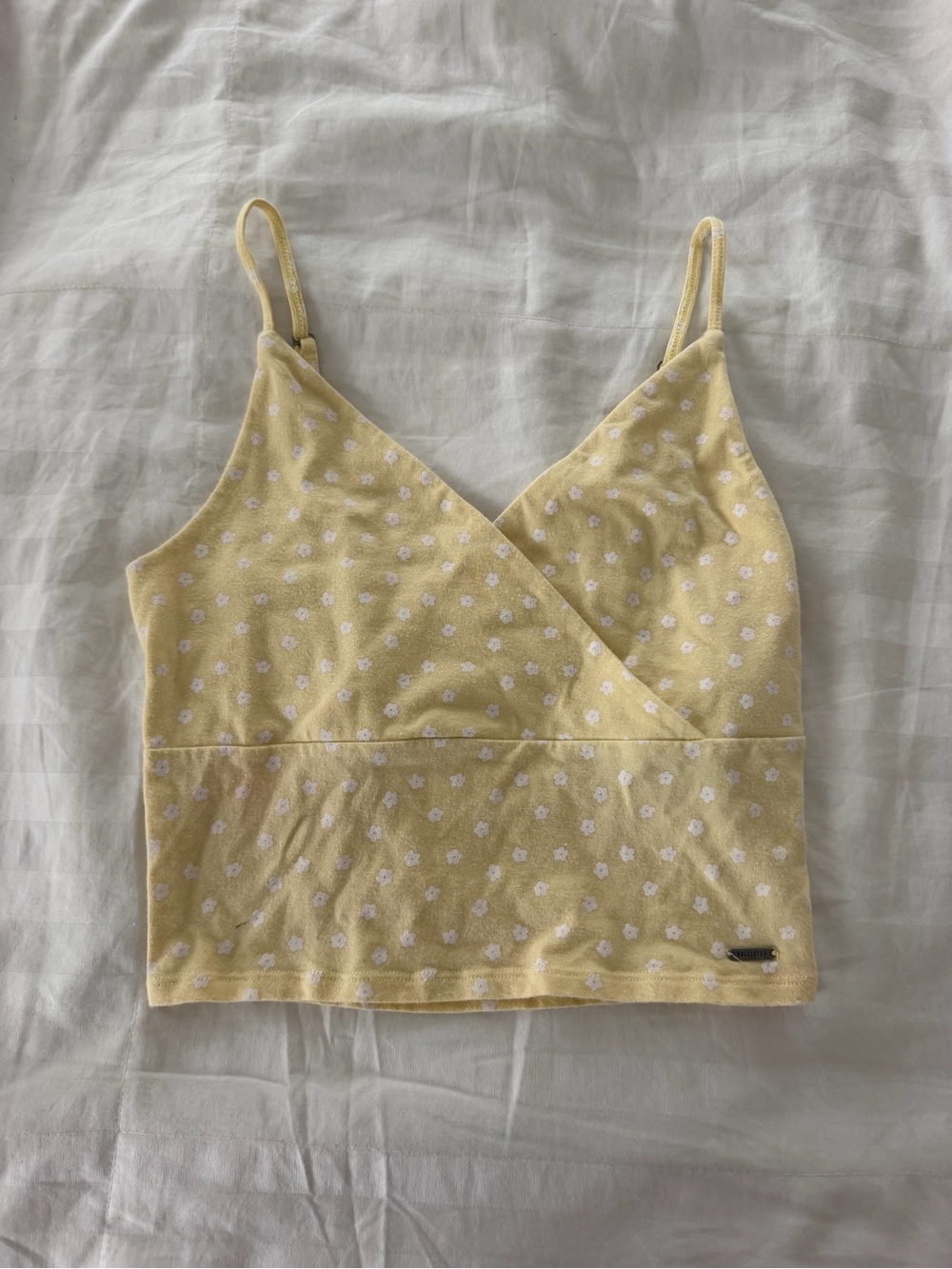 Hollister Yellow Floral Wrap Crop Top